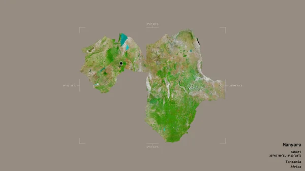 Área Manyara Región Tanzania Aislada Sobre Fondo Sólido Una Caja — Foto de Stock