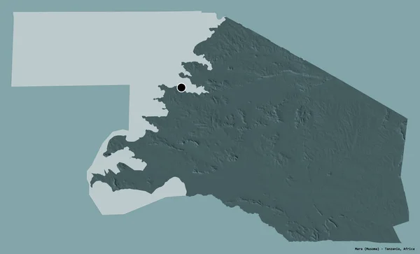 Forma Mara Región Tanzania Con Capital Aislada Sobre Fondo Color — Foto de Stock