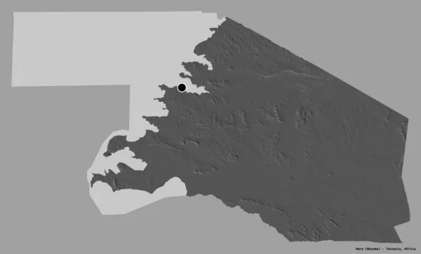 Shape Mara Region Von Tansania Mit Seiner Hauptstadt Isoliert Auf — Stockfoto