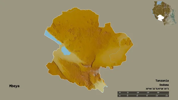 Forma Mbeya Región Tanzania Con Capital Aislada Sobre Fondo Sólido —  Fotos de Stock