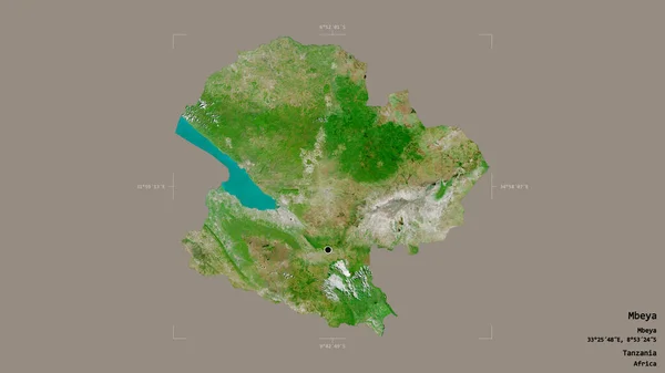 Площадь Мбея Область Танзании Изолирована Твёрдом Фоне Геометрической Ограничивающей Коробке — стоковое фото