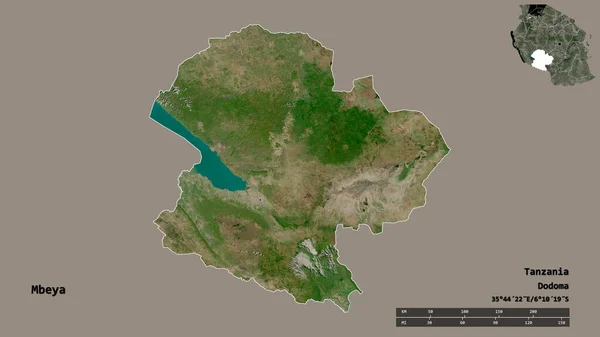 Forma Mbeya Región Tanzania Con Capital Aislada Sobre Fondo Sólido —  Fotos de Stock