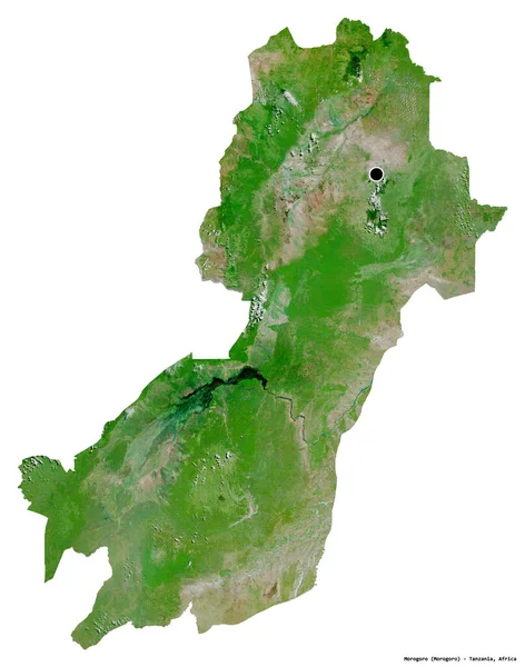 Forma Morogoro Região Tanzânia Com Sua Capital Isolada Fundo Branco — Fotografia de Stock