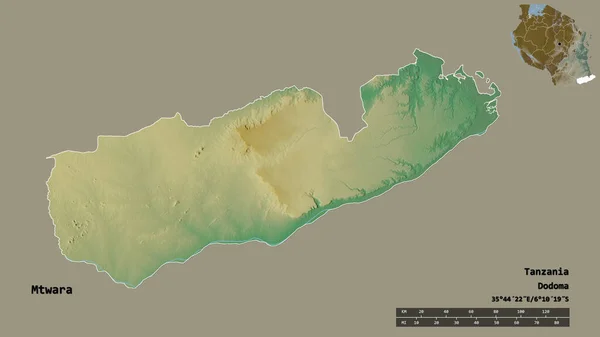 Vorm Van Mtwara Regio Van Tanzania Met Hoofdstad Geïsoleerd Een — Stockfoto