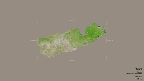 Area Mtwara Region Tanzania Isolated Solid Background Georeferenced Bounding Box — Stock Photo, Image