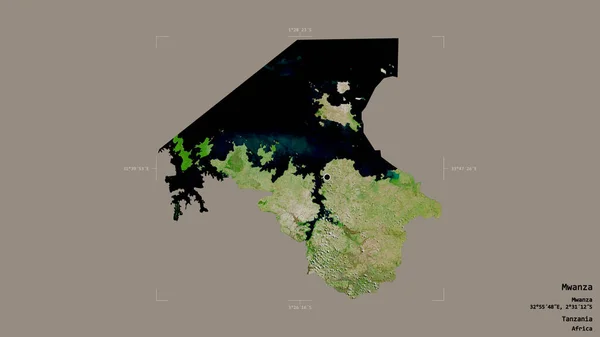 Площадь Мванза Область Танзании Изолирована Твердом Фоне Геометрической Коробке Метки — стоковое фото