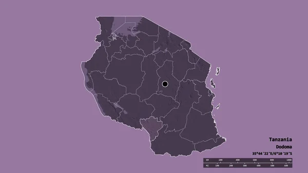 Forma Desnaturalizada Tanzania Con Capital División Regional Principal Zona Separada —  Fotos de Stock