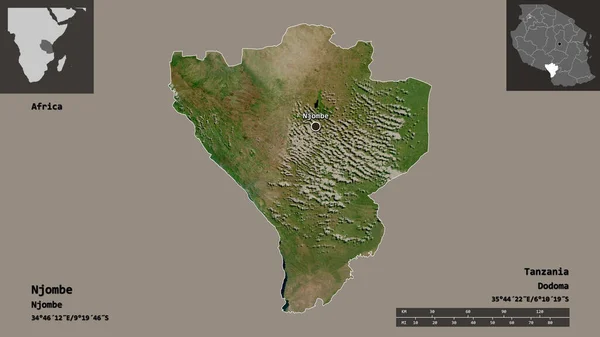 Σχήμα Njombe Περιοχή Της Τανζανίας Και Την Πρωτεύουσά Της Κλίμακα — Φωτογραφία Αρχείου