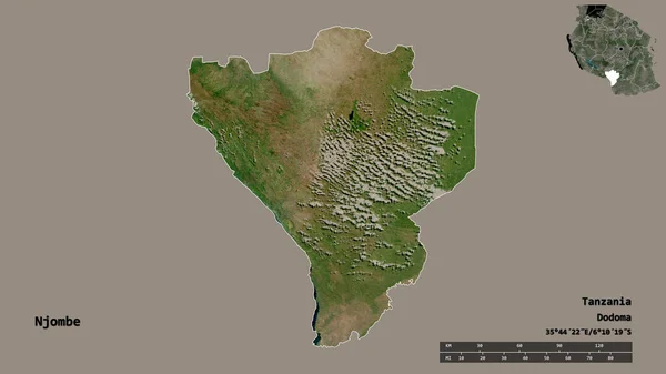 Forma Njombe Regione Della Tanzania Con Sua Capitale Isolata Uno — Foto Stock