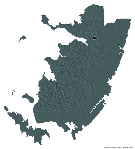 タンザニアの南部 ペンバの形で その首都は白い背景に孤立しています 色の標高マップ 3Dレンダリング — ストック写真