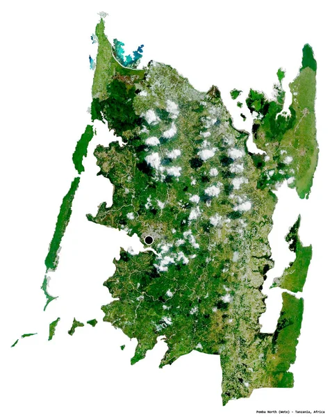 Форма Пемба Норт Регіону Танзанії Столицею Ізольованою Білому Тлі Супутникові — стокове фото