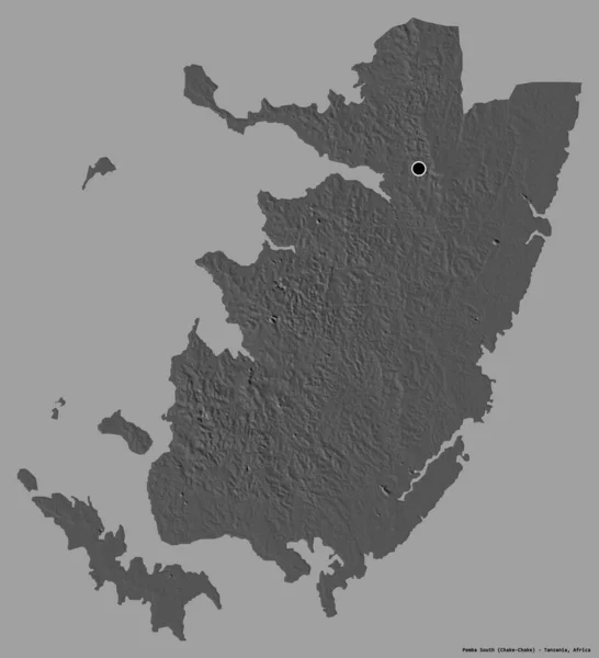 Forma Pemba Sur Región Tanzania Con Capital Aislada Sobre Fondo — Foto de Stock