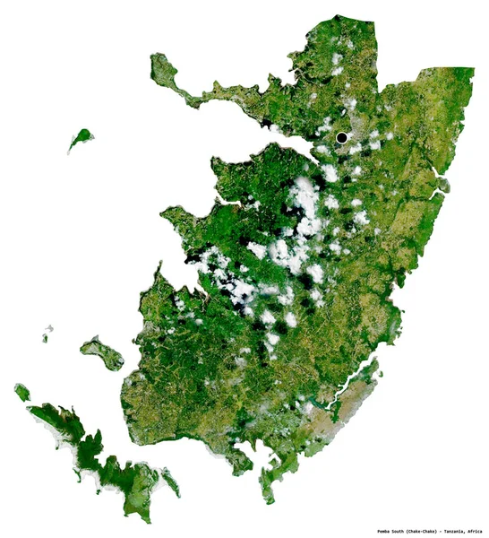 Forma Pemba Sur Región Tanzania Con Capital Aislada Sobre Fondo — Foto de Stock