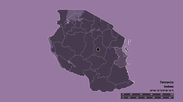 Forma Desnaturalizada Tanzania Con Capital División Regional Principal Zona Separada —  Fotos de Stock