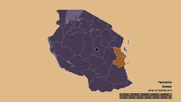 Forma Desnaturalizada Tanzania Con Capital División Regional Principal Zona Separada —  Fotos de Stock