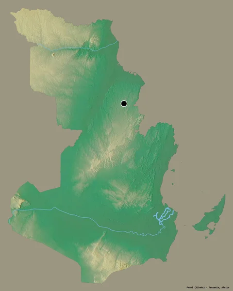 Forme Pwani Région Tanzanie Avec Capitale Isolée Sur Fond Couleur — Photo