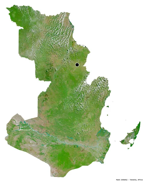 Forma Pwani Región Tanzania Con Capital Aislada Sobre Fondo Blanco — Foto de Stock