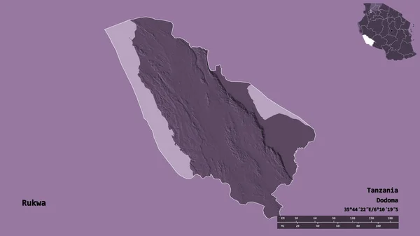 Forma Rukwa Regione Della Tanzania Con Sua Capitale Isolata Uno — Foto Stock