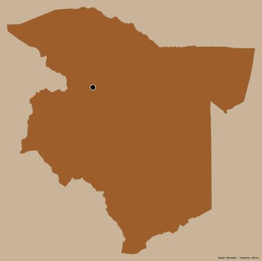 Tanzanya 'nın Simiyu bölgesi, başkenti katı renk arkaplanı ile izole edilmiştir. Desenli dokuların bileşimi. 3B görüntüleme