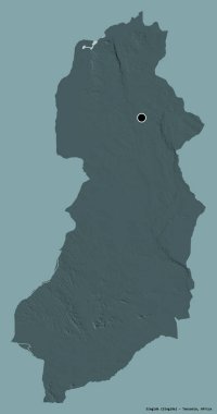 Singida 'nın şekli, Tanzanya bölgesi, başkenti katı renk arkaplanı ile izole edilmiştir. Renkli yükseklik haritası. 3B görüntüleme