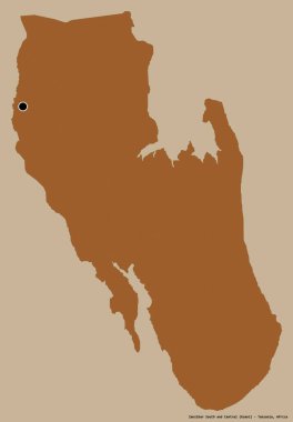 Zanzibar 'ın güney ve orta bölgeleri, Tanzanya bölgesi, başkenti katı bir renk arkaplanı ile izole edilmiştir. Desenli dokuların bileşimi. 3B görüntüleme