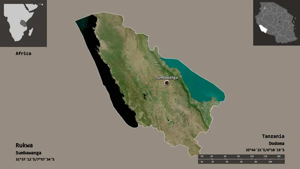 Forma Rukwa Región Tanzania Capital Escala Distancia Vistas Previas Etiquetas — Foto de Stock