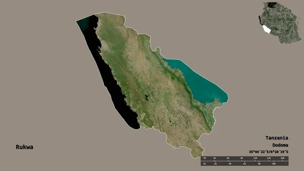 Форма Руквы Региона Танзании Столицей Изолированной Прочном Фоне Дистанционный Масштаб — стоковое фото