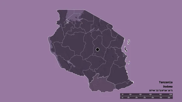 Forma Desnaturalizada Tanzania Con Capital División Regional Principal Zona Separada —  Fotos de Stock