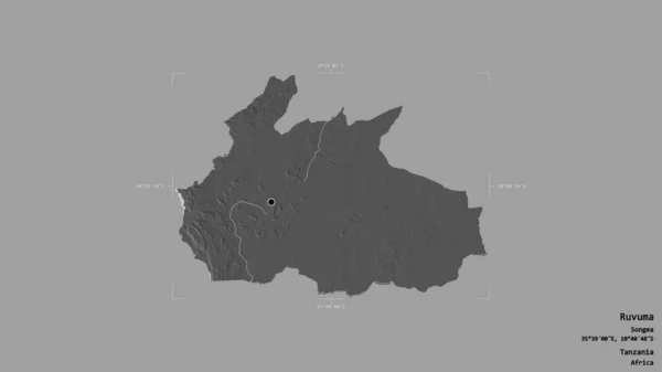 Zona Ruvuma Región Tanzania Aislada Sobre Fondo Sólido Una Caja — Foto de Stock