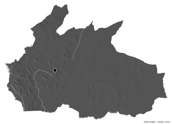 Forma Ruvuma Región Tanzania Con Capital Aislada Sobre Fondo Blanco — Foto de Stock