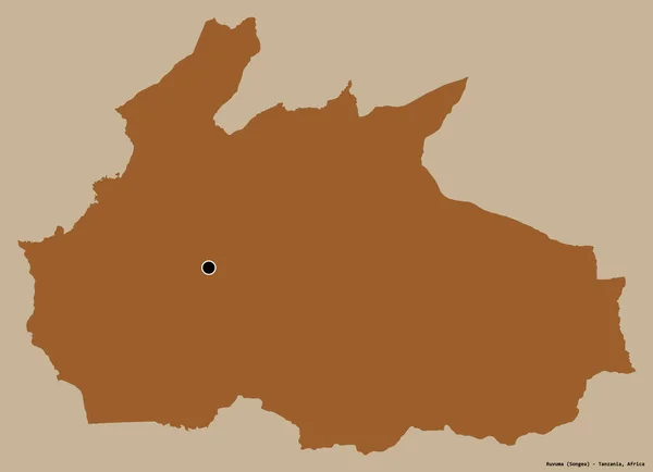 Form Von Ruvuma Region Von Tansania Mit Seiner Hauptstadt Isoliert — Stockfoto