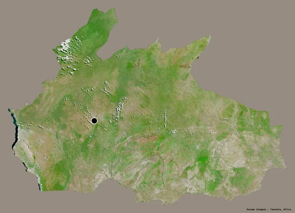 Form Ruvuma Regionen Tanzania Med Sin Huvudstad Isolerad Solid Färg — Stockfoto