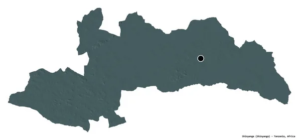 Форма Шіньянга Танзанії Столицею Ізольованою Білому Тлі Кольорові Карти Висот — стокове фото