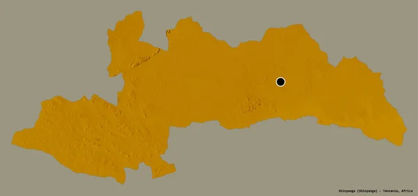 タンザニア地方のシンヤンガの形で その首都はしっかりとした色背景に隔離されています 地形図 3Dレンダリング — ストック写真