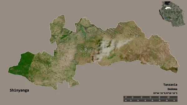 Form Shinyanga Regionen Tanzania Med Dess Huvudstad Isolerad Solid Bakgrund — Stockfoto