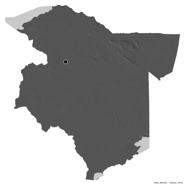 Tvar Simiyu Oblasti Tanzanie Hlavním Městem Izolovaným Bílém Pozadí Mapa — Stock fotografie