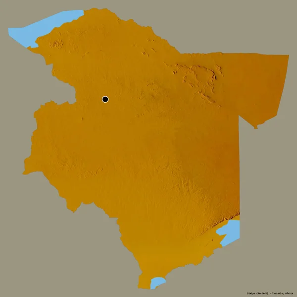 Форма Сімію Танзанії Столицею Ізольованою Суцільному Кольоровому Тлі Карта Рельєфу — стокове фото