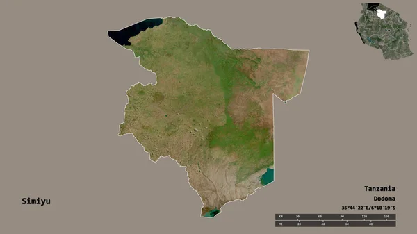 Form Simiyu Regionen Tanzania Med Dess Huvudstad Isolerad Solid Bakgrund — Stockfoto