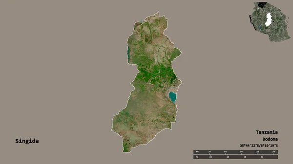 Shape Singida Region Tanzania Its Capital Isolated Solid Background Distance — Stock Photo, Image