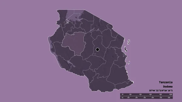 Forma Desnaturalizada Tanzania Con Capital División Regional Principal Zona Separada —  Fotos de Stock