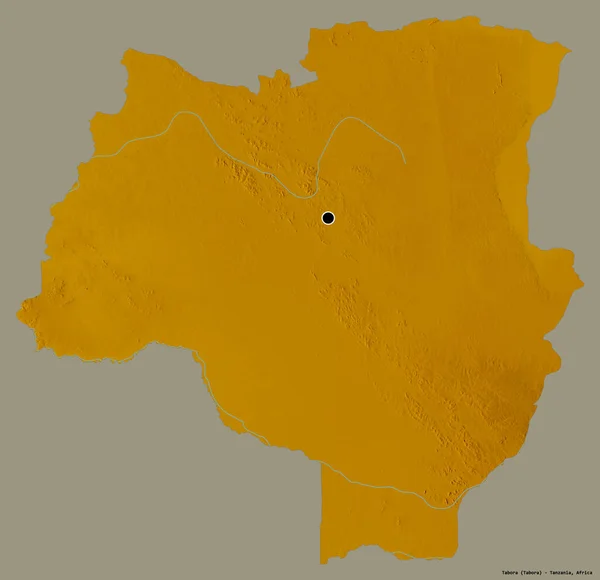 Forme Tabora Région Tanzanie Avec Capitale Isolée Sur Fond Couleur — Photo