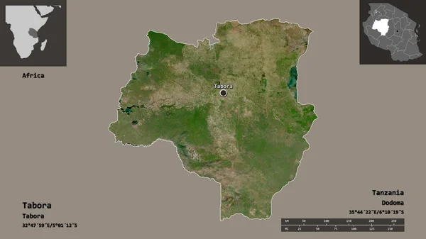 Forma Tabora Región Tanzania Capital Escala Distancia Vistas Previas Etiquetas — Foto de Stock