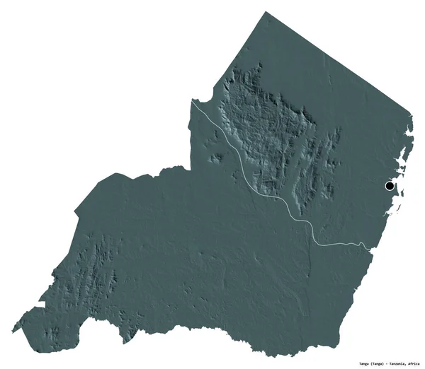 Форма Танга Танзанії Столицею Ізольованою Білому Тлі Кольорові Карти Висот — стокове фото