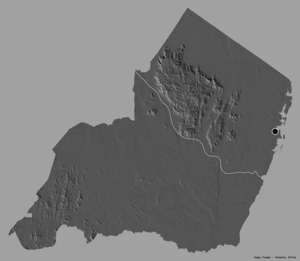 Σχήμα Tanga Περιοχή Της Τανζανίας Την Πρωτεύουσα Της Απομονωμένη Ένα — Φωτογραφία Αρχείου