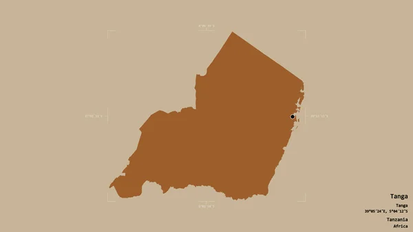 Территория Танга Область Танзании Изолирована Твердом Фоне Геометрической Коробке Метки — стоковое фото