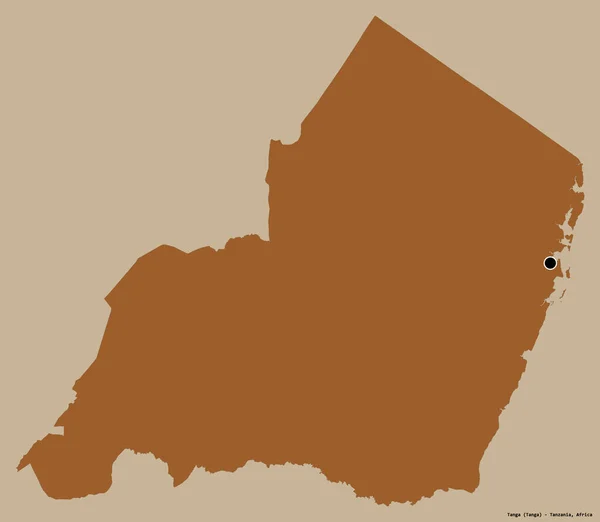 タンガの形 タンザニアの地域 その首都は 固体色の背景に隔離されています パターン化されたテクスチャの構成 3Dレンダリング — ストック写真