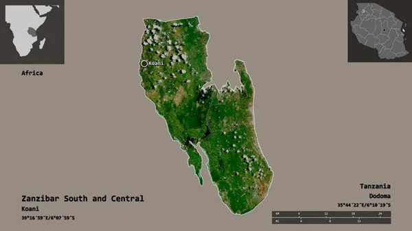 Forma Zanzíbar Sur Central Región Tanzania Capital Escala Distancia Vistas —  Fotos de Stock