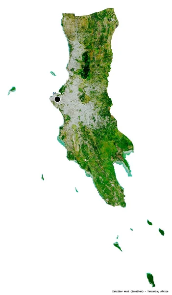 Shape Zanzibar West Region Tanzania Its Capital Isolated White Background — Stock Photo, Image