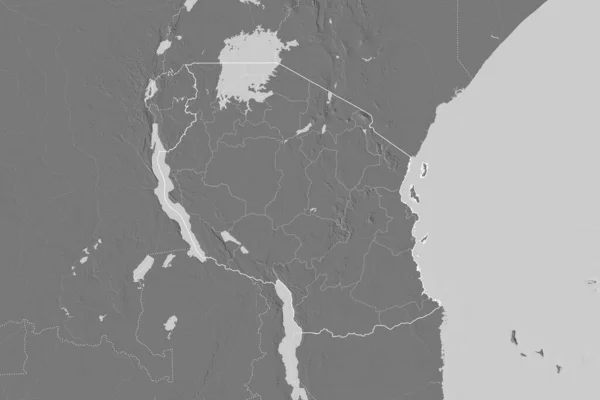 Erweitertes Gebiet Tansanias Mit Länderumrissen Internationalen Und Regionalen Grenzen Karte — Stockfoto