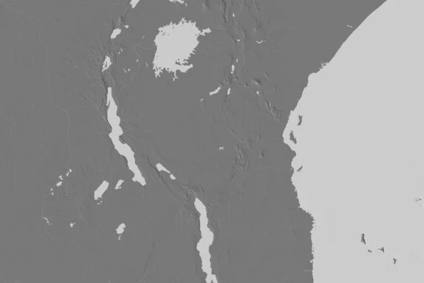 Erweiterte Fläche Tansanias Karte Der Höhenlage Auf Zwei Ebenen Rendering — Stockfoto